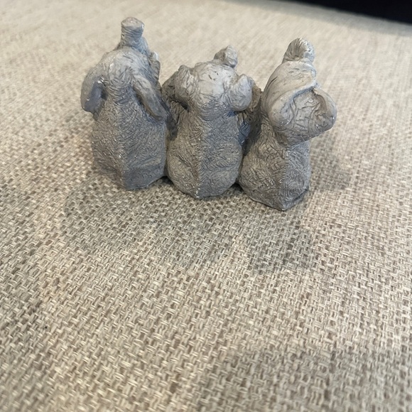 Hear no, see no evil, Say NO Evil Lucky Elephants 4" Stone Critters. USA VTG - Picture 2 of 5